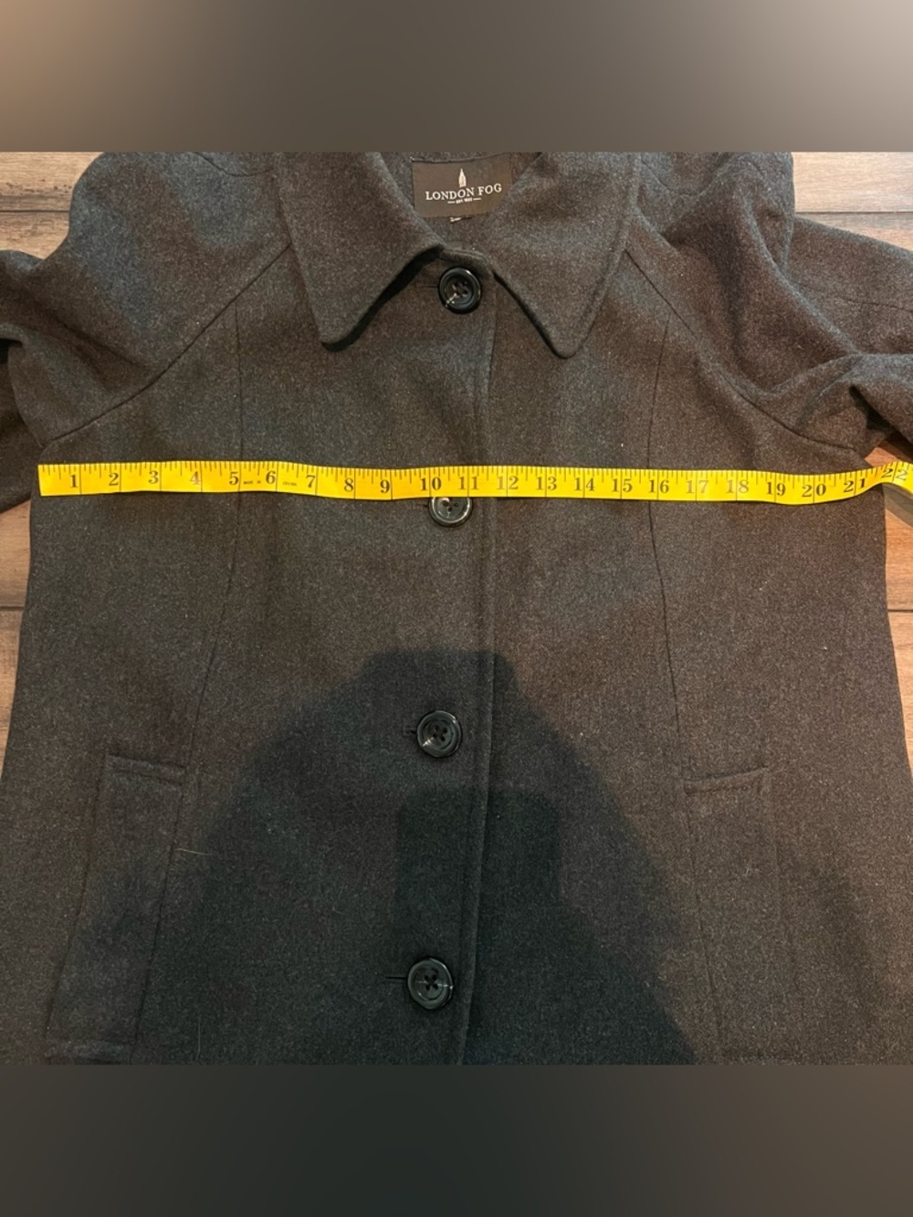 London Fog Wool Blend Coat Women’s Medium Black Classic Button Front - Picture 5 of 7